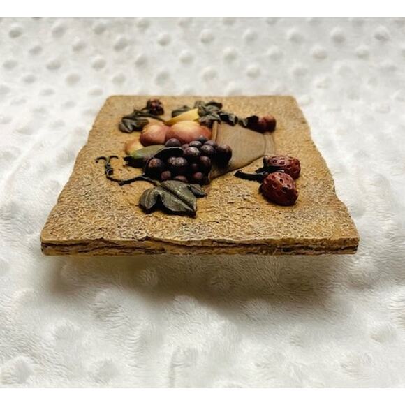 Vintage Cheri Bloom 3-D High Detail Ceramic Fruit Wall Tile - Picture 4 of 6